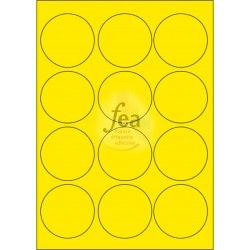 Planche A4 velin permanent diamètre 63.5 JAUNE FLUO