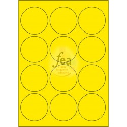 Planche A4 velin permanent diamètre 63.5 JAUNE FLUO