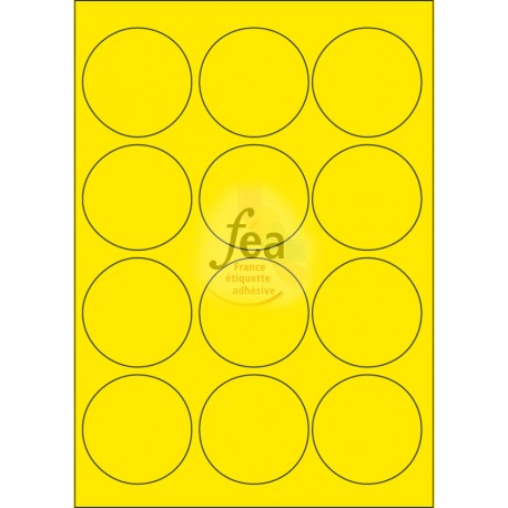 Planche A4 velin permanent diamètre 63.5 JAUNE FLUO