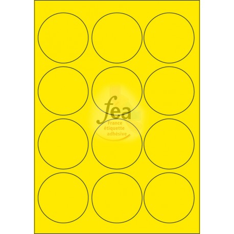 Planche A4 velin permanent diamètre 63.5 JAUNE FLUO