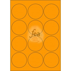 Planche A4 velin permanent diamètre 63.5 ORANGE FLUO